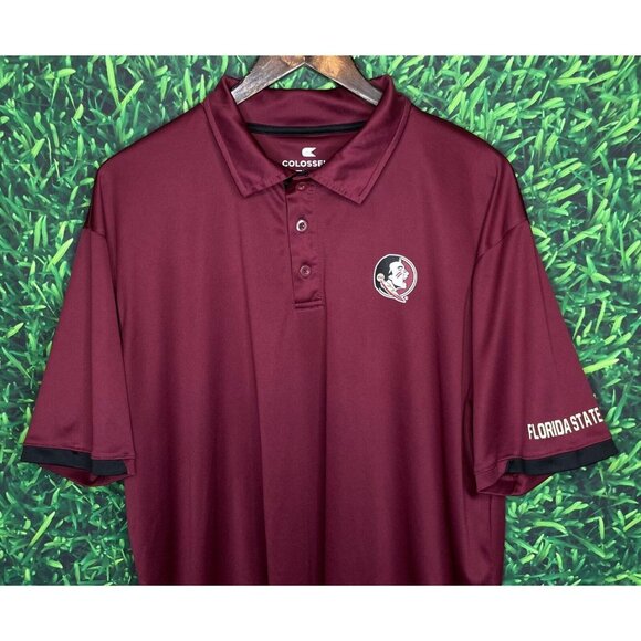 Florida State Seminoles FSU Maroon Short Sleeve Colosseum Polo Shirt Men’s XXL - Picture 1 of 4